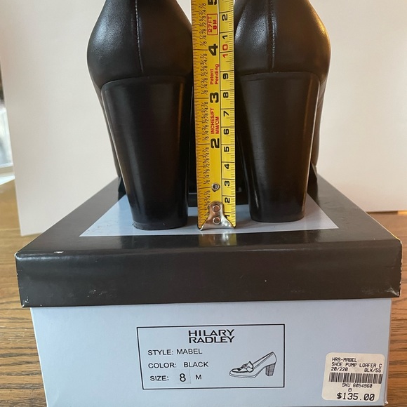 Black High Heel Leather Loafers Size 8 - Picture 4 of 6